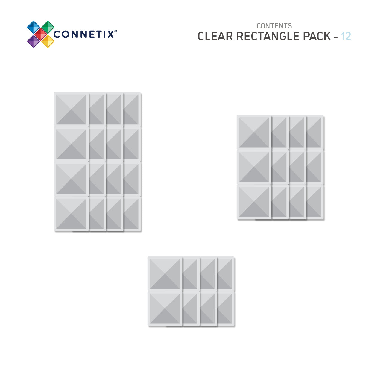 Connetix Clear Rectangle Pack - 12 Piece