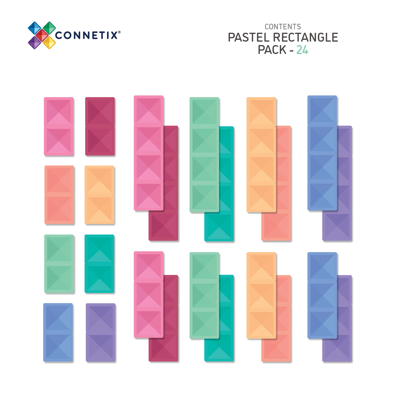Connetix Pastel Rectangle Pack - 24 Piece