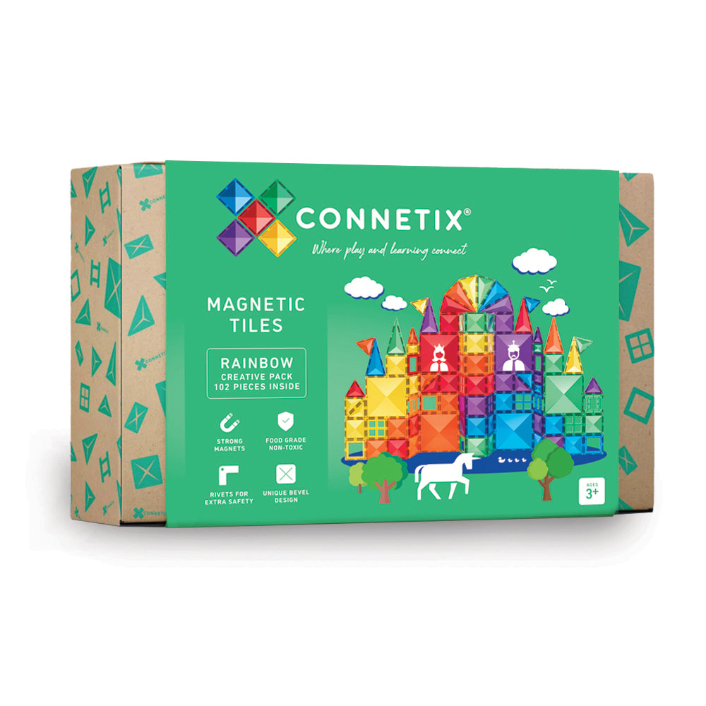 Connetix Rainbow Magnetic Tiles Creative Pack - 102 Piece