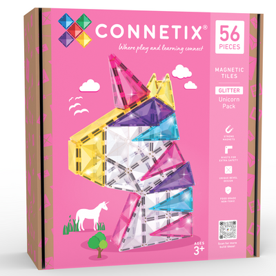 Connetix Tiles | Glitter Unicorn Pack 56pc by Connetix Magnetic Tiles - Friends of K