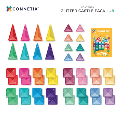 Connetix Tiles | Glitter Castle Pack 48pc by Connetix Magnetic Tiles - Friends of K
