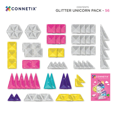 Connetix Tiles | Glitter Unicorn Pack 56pc by Connetix Magnetic Tiles - Friends of K