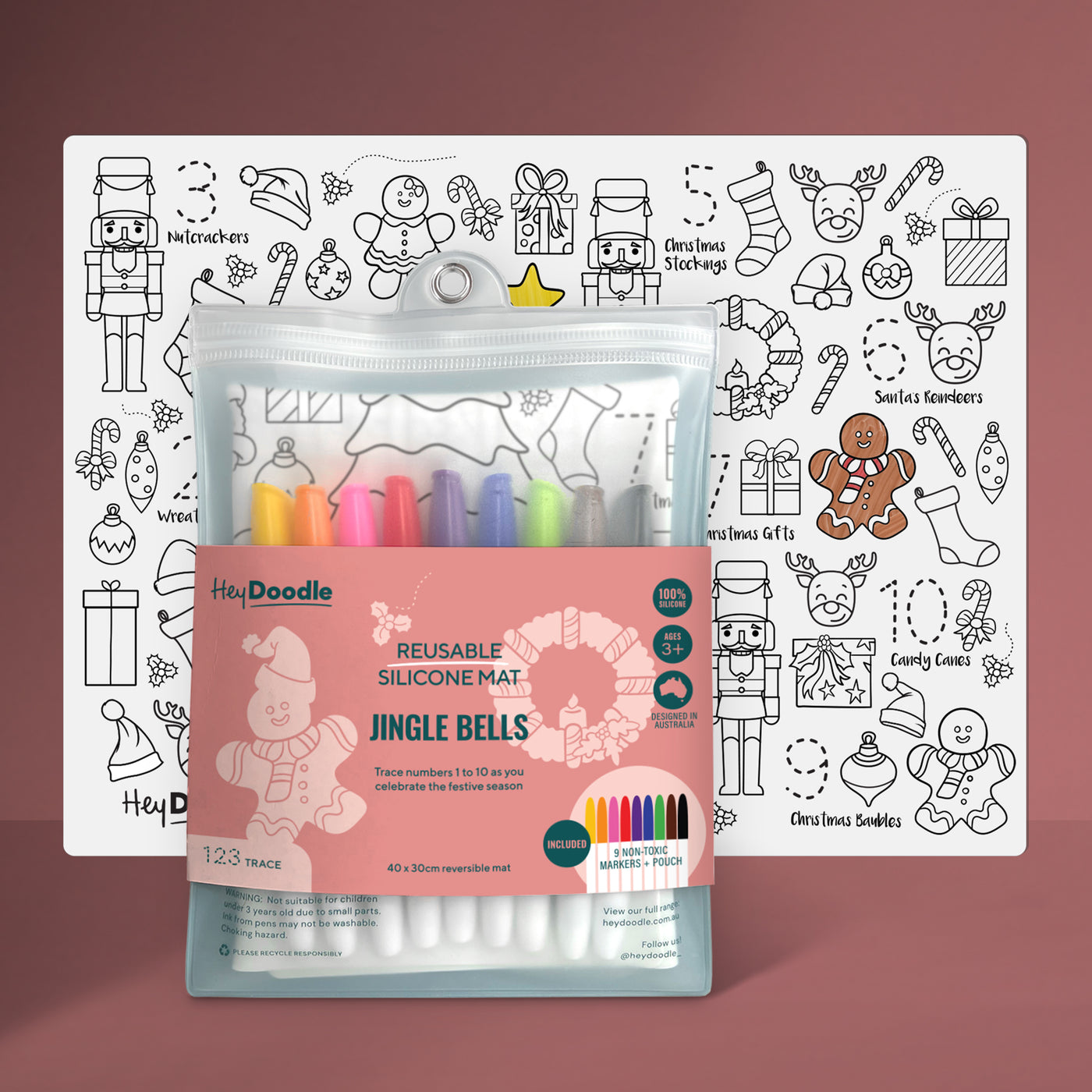 Reusable Silicone Drawing Mat: 123 | Jingle Bells