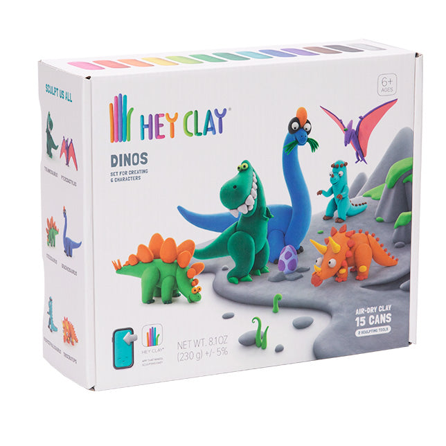 Dinosaurs Set (15 Cans + 2 tools) | Hey Clay