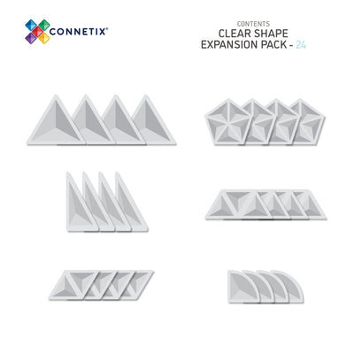 Connetix Tiles | Clear Shape Expansion Pack 24 pc by Connetix Magnetic Tiles - Friends of K