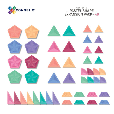 Connetix Tiles | Pastel Shape Expansion Pack 48 pc by Connetix Magnetic Tiles - Friends of K