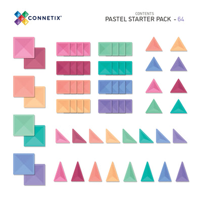 Connetix Tiles | Pastel Starter Pack 64 pc by Connetix Magnetic Tiles - Friends of K