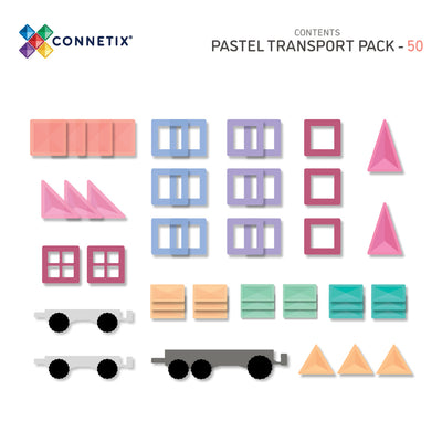 Connetix Tiles | Pastel Transport Pack 50pc by Connetix Magnetic Tiles - Friends of K