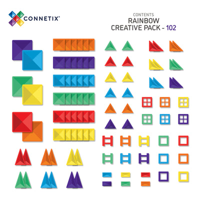 Connetix Tiles | Rainbow Creative Pack 102 pc by Connetix Magnetic Tiles - Friends of K