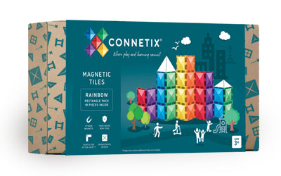 Connetix Tiles | Rainbow Rectangle Pack 18 pc by Connetix Magnetic Tiles - Friends of K