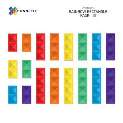 Connetix Tiles | Rainbow Rectangle Pack 18 pc by Connetix Magnetic Tiles - Friends of K