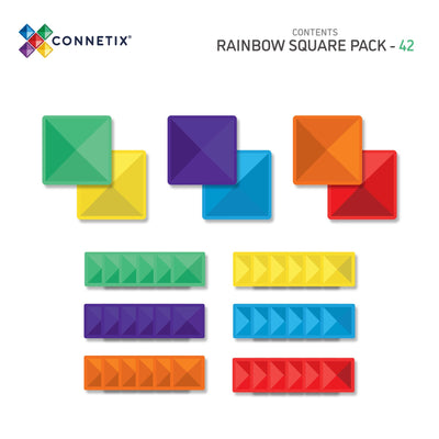 Connetix Tiles | Rainbow Square Expansion Pack 42 pc by Connetix Magnetic Tiles - Friends of K