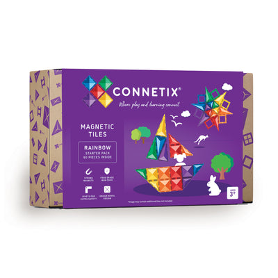 Connetix Tiles | Rainbow Starter Pack 60 pc by Connetix Magnetic Tiles - Friends of K