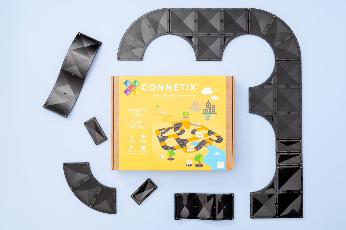 Connetix Tiles | Ramps & Intersections Pack 16pc by Connetix Magnetic Tiles - Friends of K