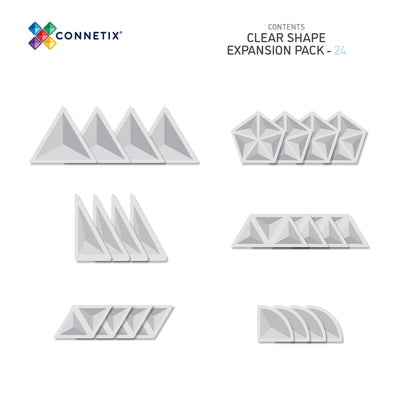 Connetix Tiles | Clear Shape Expansion Pack 24 pc (Damaged Box) by Connetix Magnetic Tiles - Friends of K