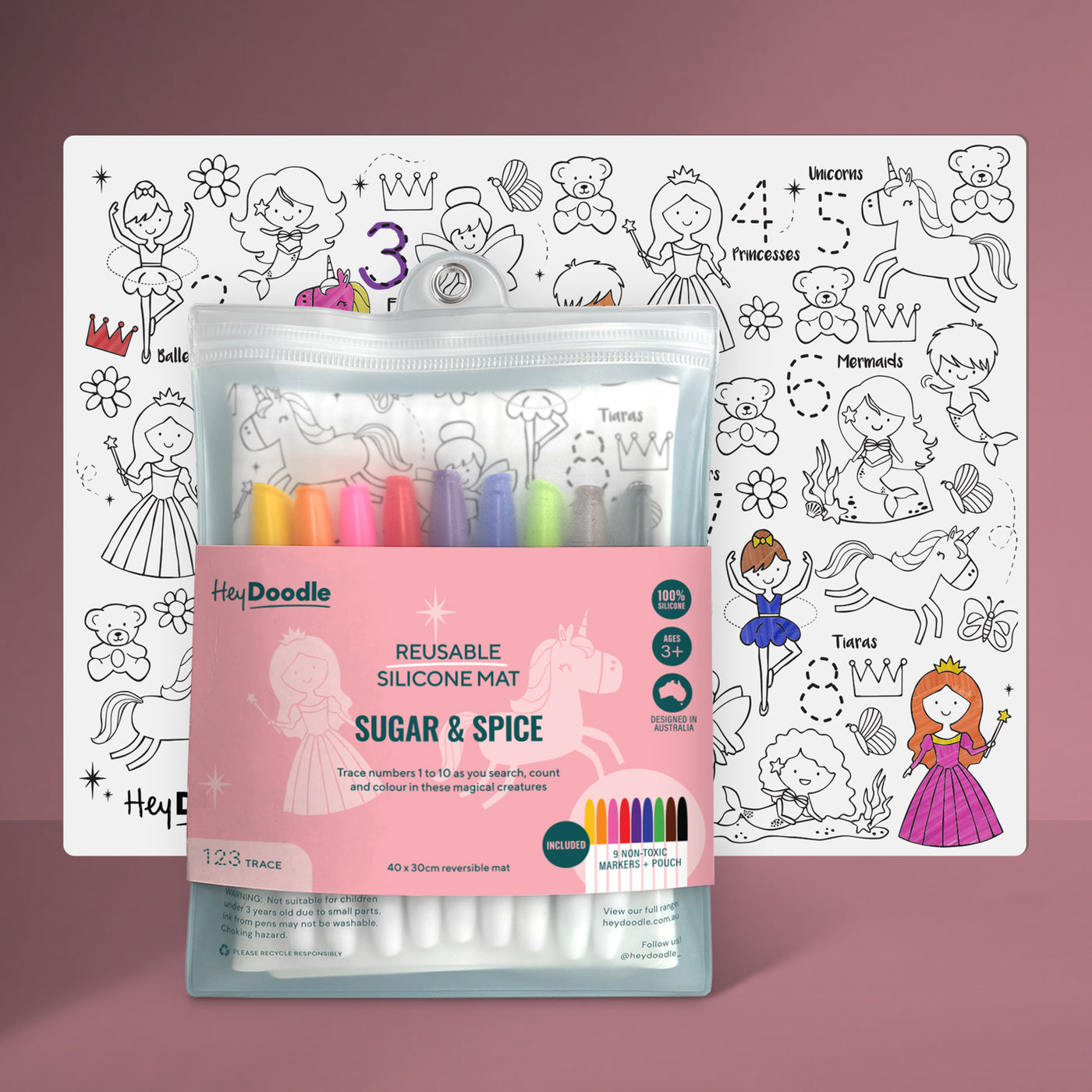 Reusable Silicone Drawing Mat: 123 | Sugar and Spice by Hey Doodle - Friends of K
