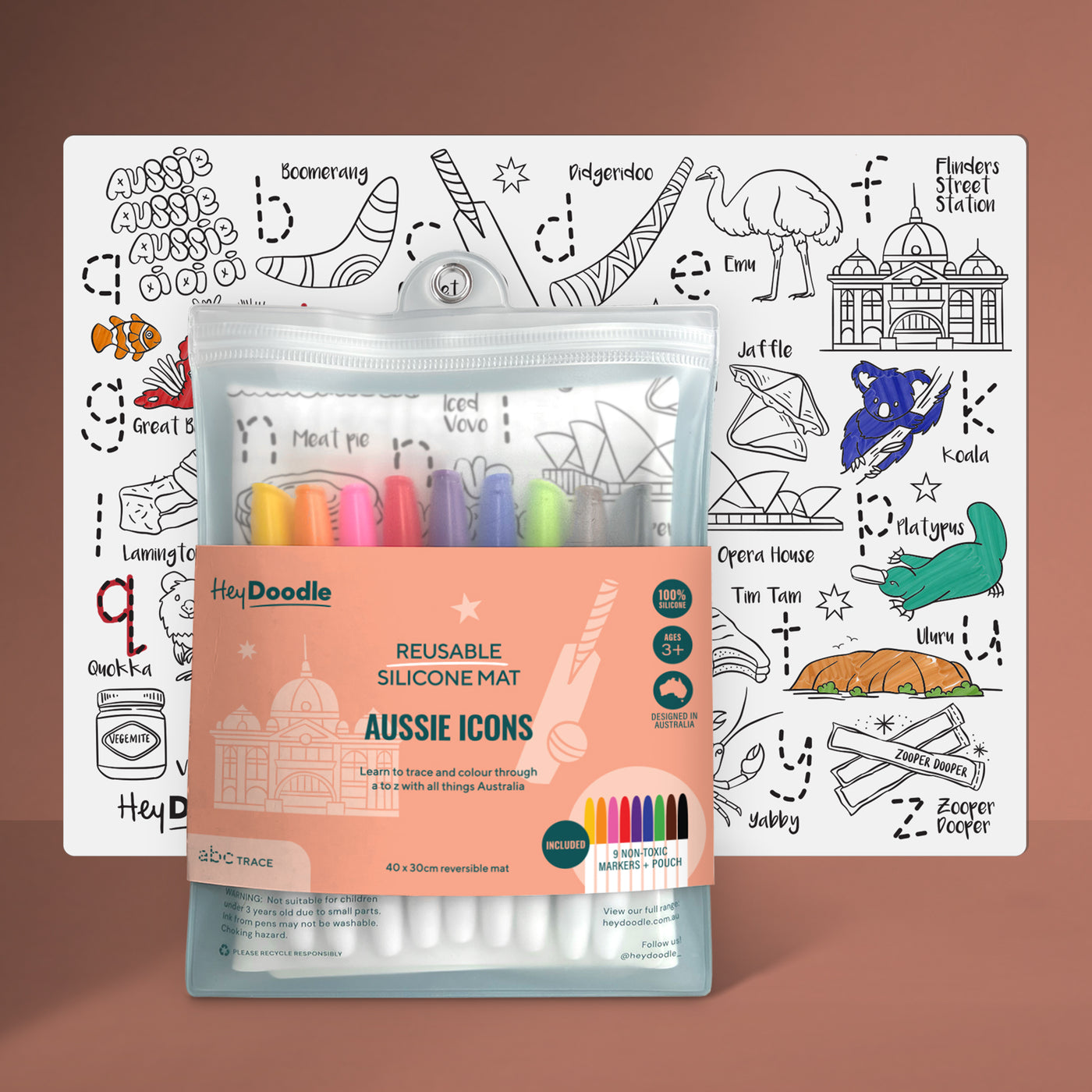 Reusable Silicone Drawing Mat: ABC | Aussie Icons by Hey Doodle - Friends of K