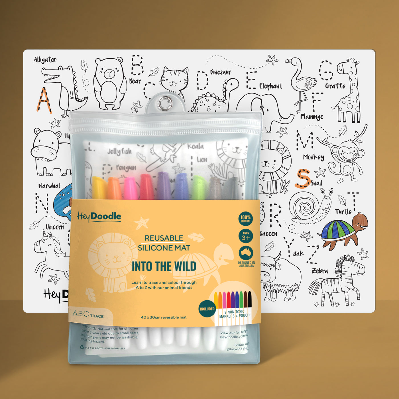 Reusable Silicone Drawing Mat: ABC | Into The Wild by Hey Doodle - Friends of K