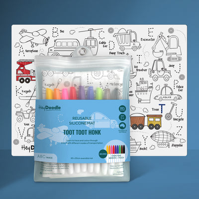 Reusable Silicone Drawing Mat: ABC | Toot Toot Honk by Hey Doodle - Friends of K