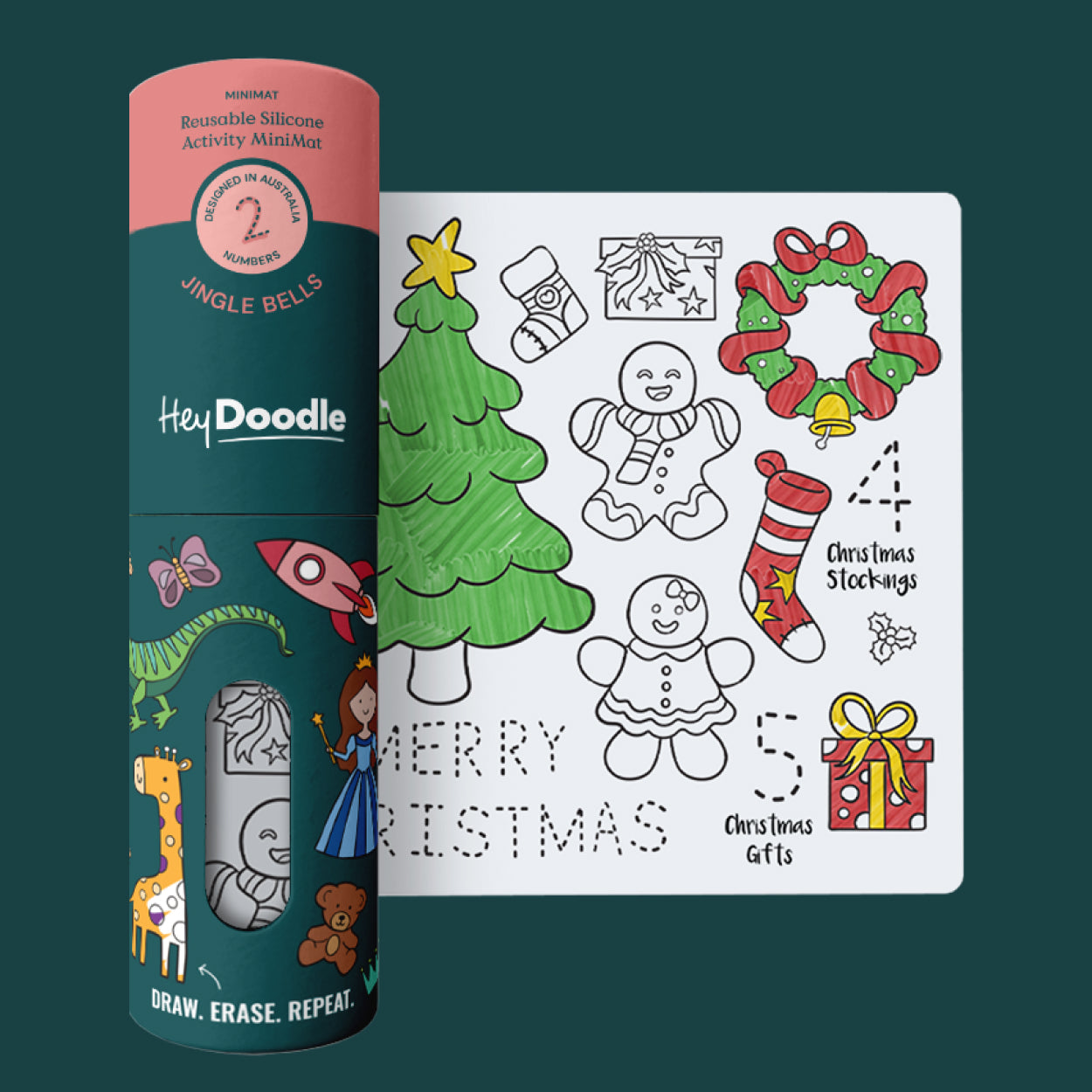 Reusable Silicone Drawing Mat: Mini Mats - 123 | Jingle Bells by Hey Doodle - Friends of K
