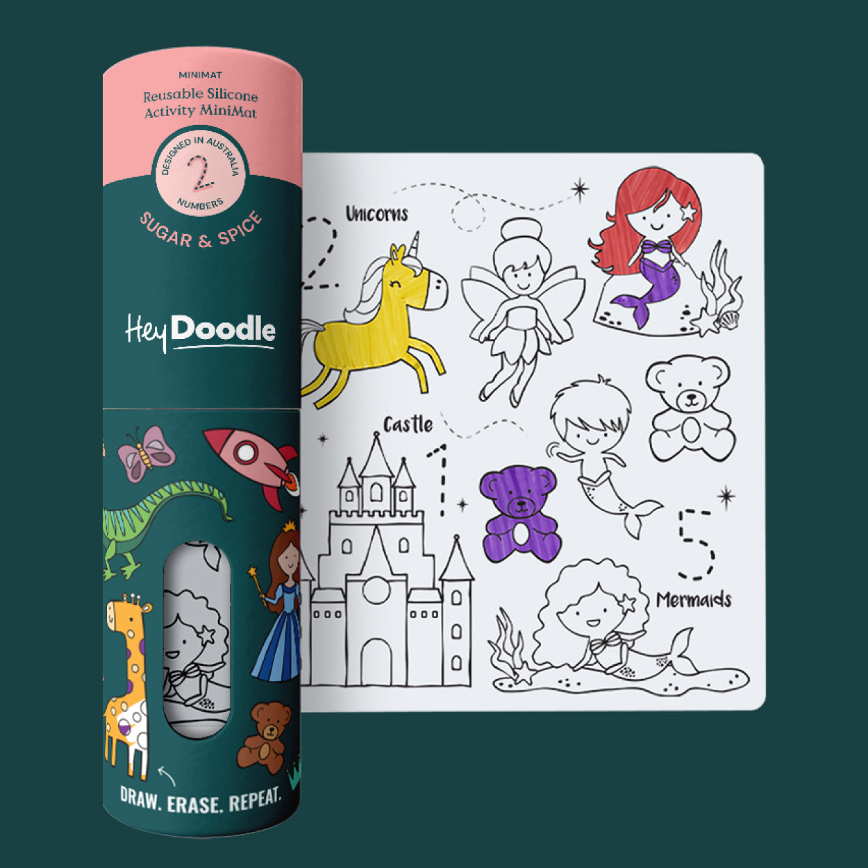 Reusable Silicone Drawing Mat: Mini Mats - 123 | Sugar and Spice by Hey Doodle - Friends of K