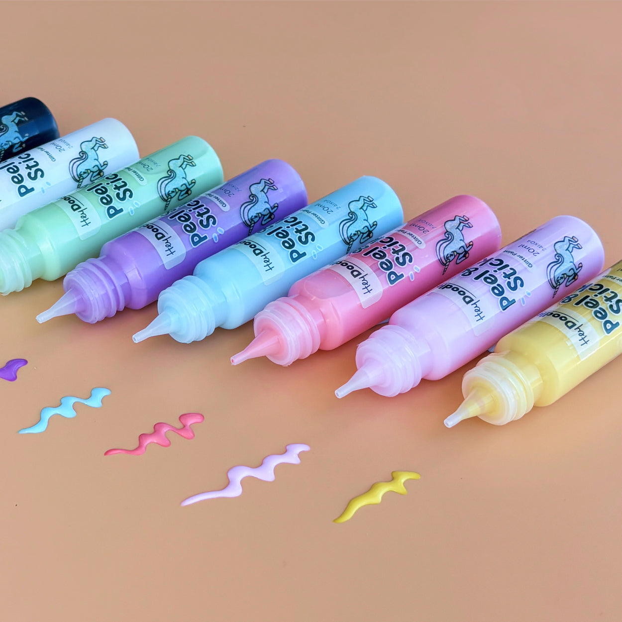 Hey Doodle | Peel & Stick Glitter Paint - Easy Peel and Stickable Colours