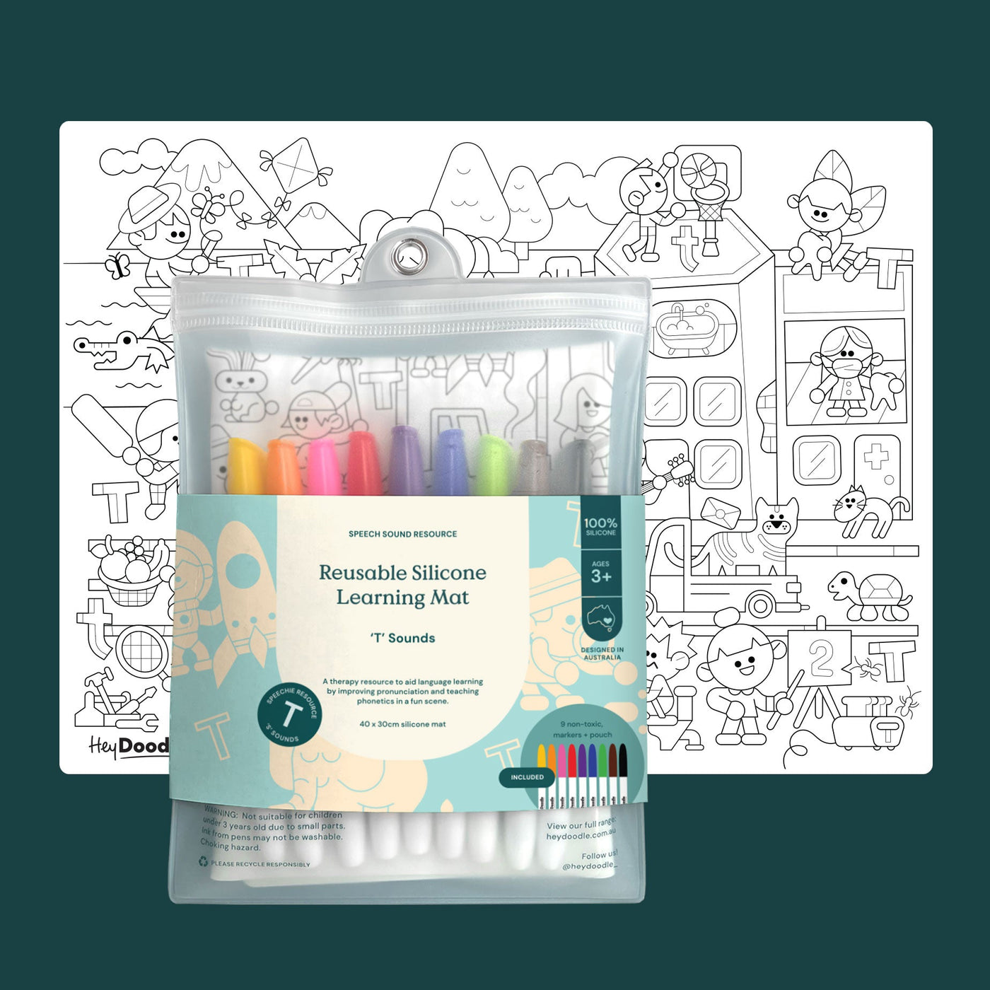 Speechie Mat | Speech Therapy 'T' by Hey Doodle - Friends of K