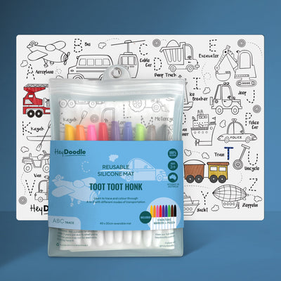 Reusable Silicone Drawing Mat: ABC | Toot Toot Honk by Hey Doodle - Friends of K