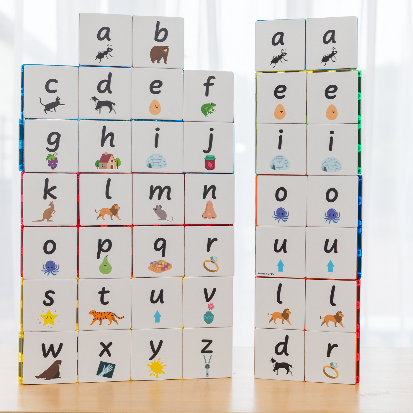 Learn & Grow - Magnetic Tile Topper - Alphabet Lower Case Pack (40 Piece) by Learn & Grow - Friends of K