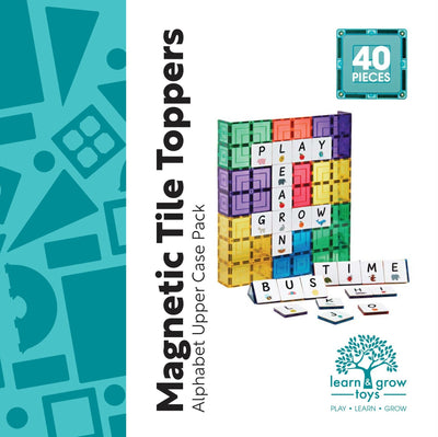Learn & Grow - Magnetic Tile Topper - Alphabet Lower Case Pack (40 Piece) by Learn & Grow - Friends of K