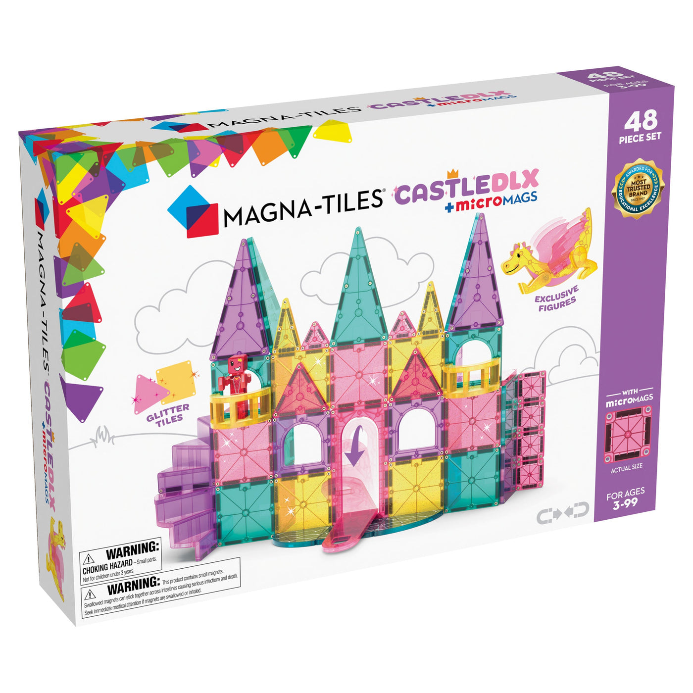 Magna-Tiles | Castle DLX + microMAGS (48 Piece Set) by Magna-Tiles - Friends of K