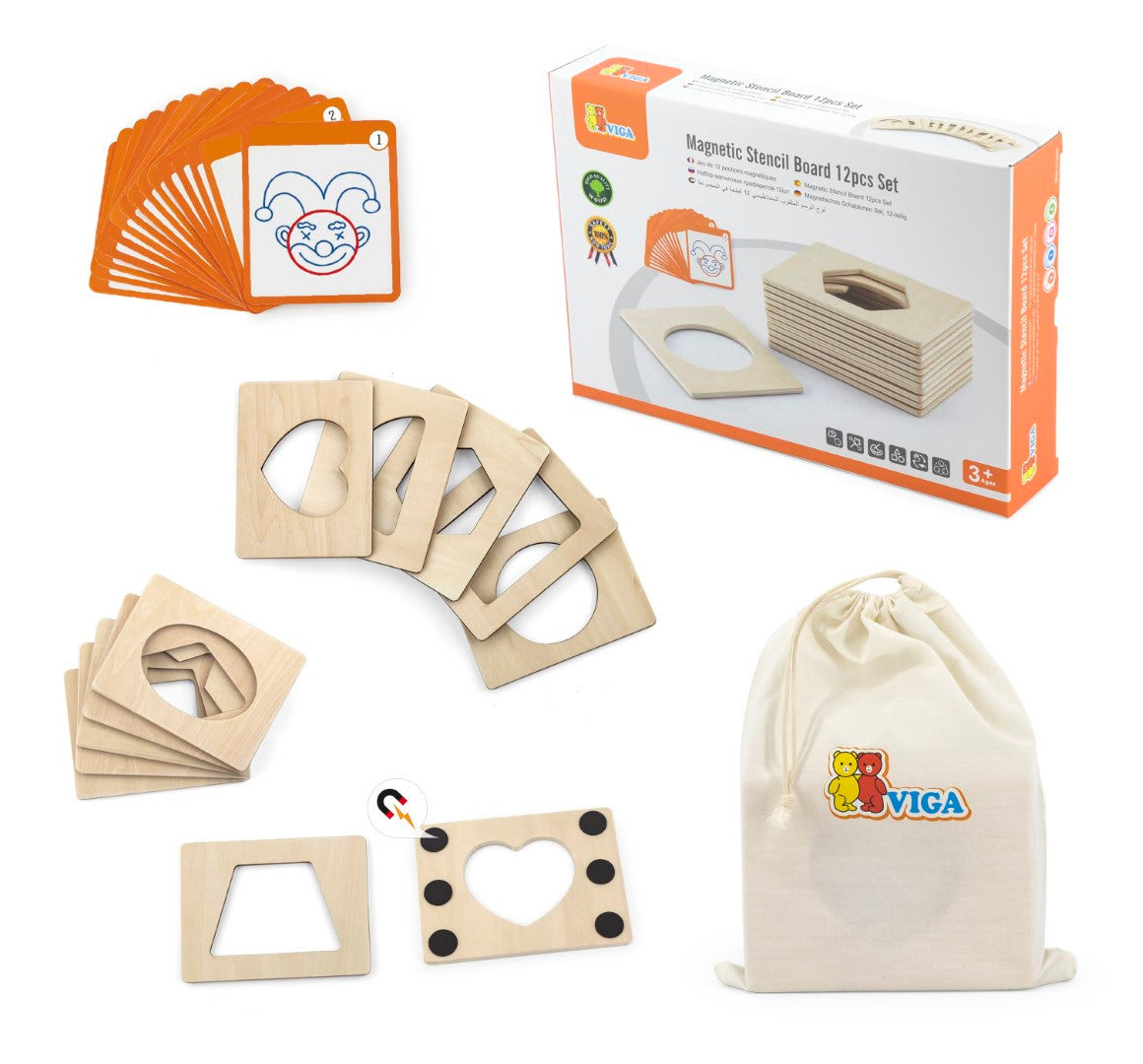Magnetic Stencil Board - 12pcs by Viga Toys - Friends of K