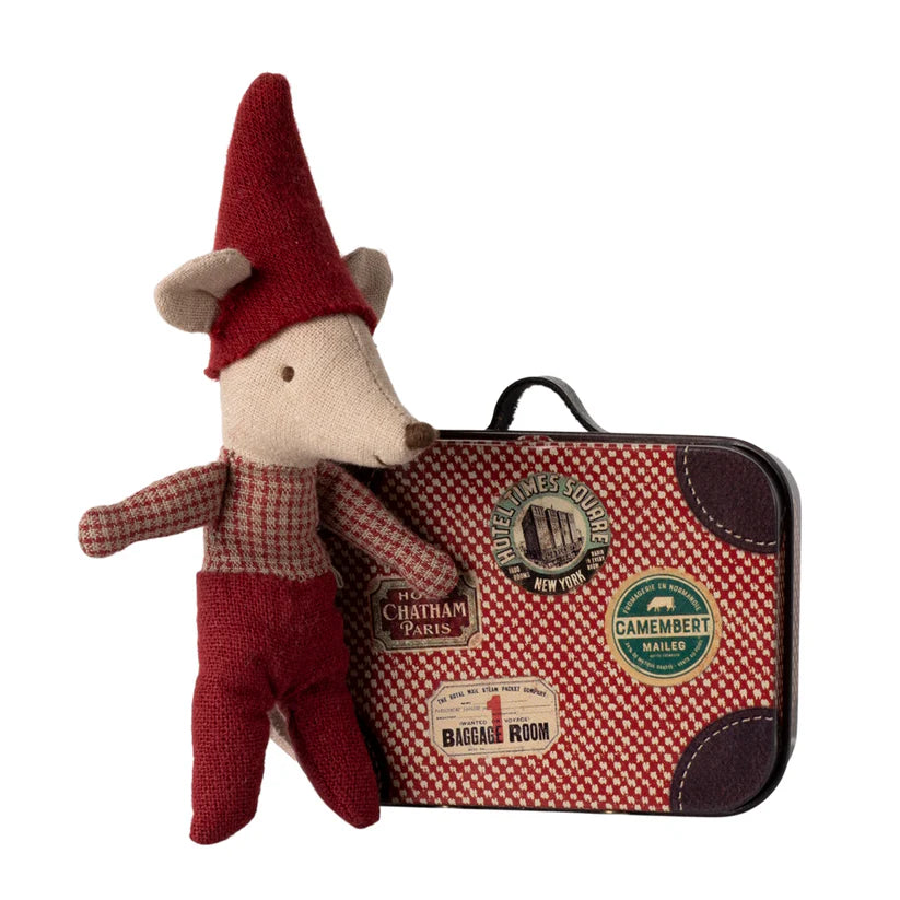 Christmas Mouse Baby in Suitcase by Maileg - Friends of K