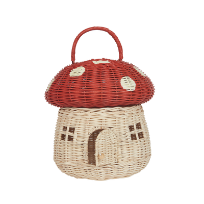 Olli Ella | Rattan Mushroom Basket Red by Olli Ella - Friends of K