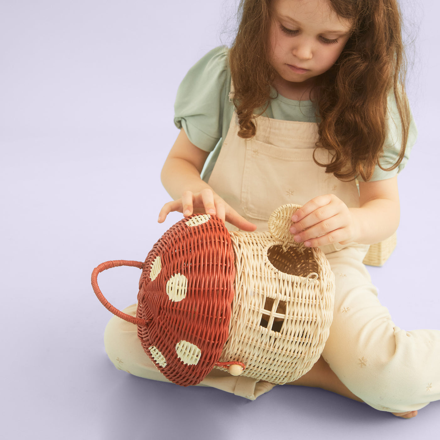 Olli Ella | Rattan Mushroom Basket Red by Olli Ella - Friends of K