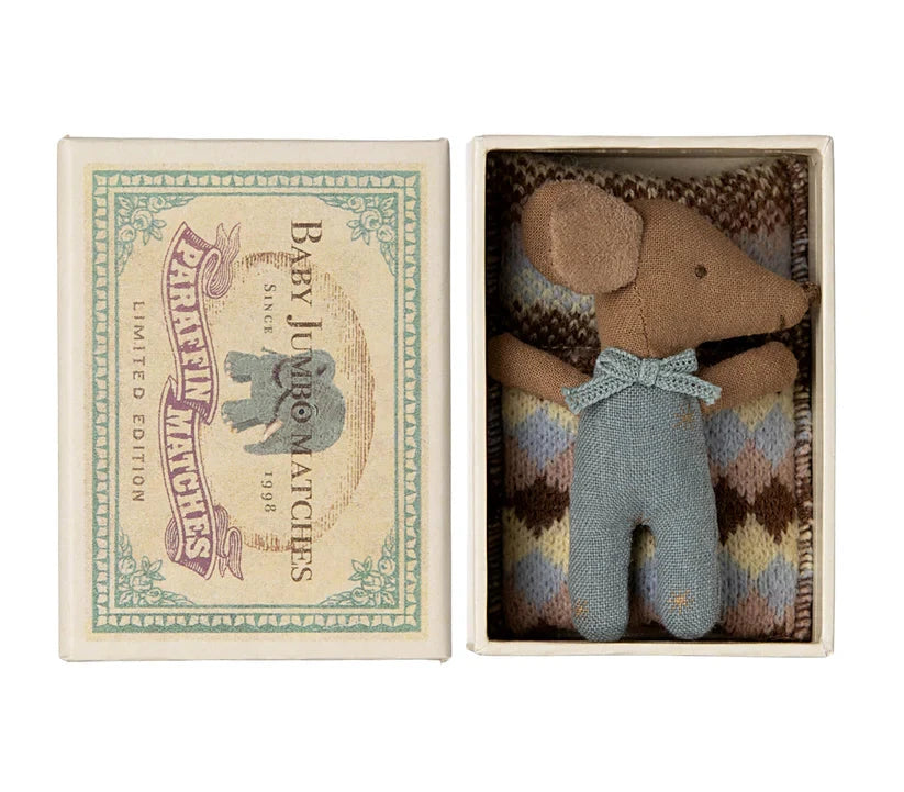 Sleepy Wakey Baby Mouse in box Blue by Maileg - Friends of K