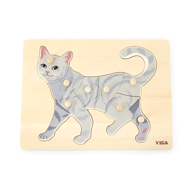 Wooden Montessori Puzzle - Cat by Viga Toys - Friends of K