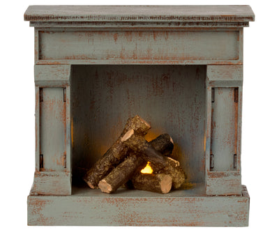 Miniature Fireplace vintage blue