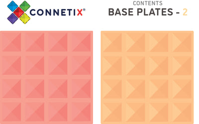 Connetix Pastel Base Plate Pack (Lemon & Peach) - 2 Piece