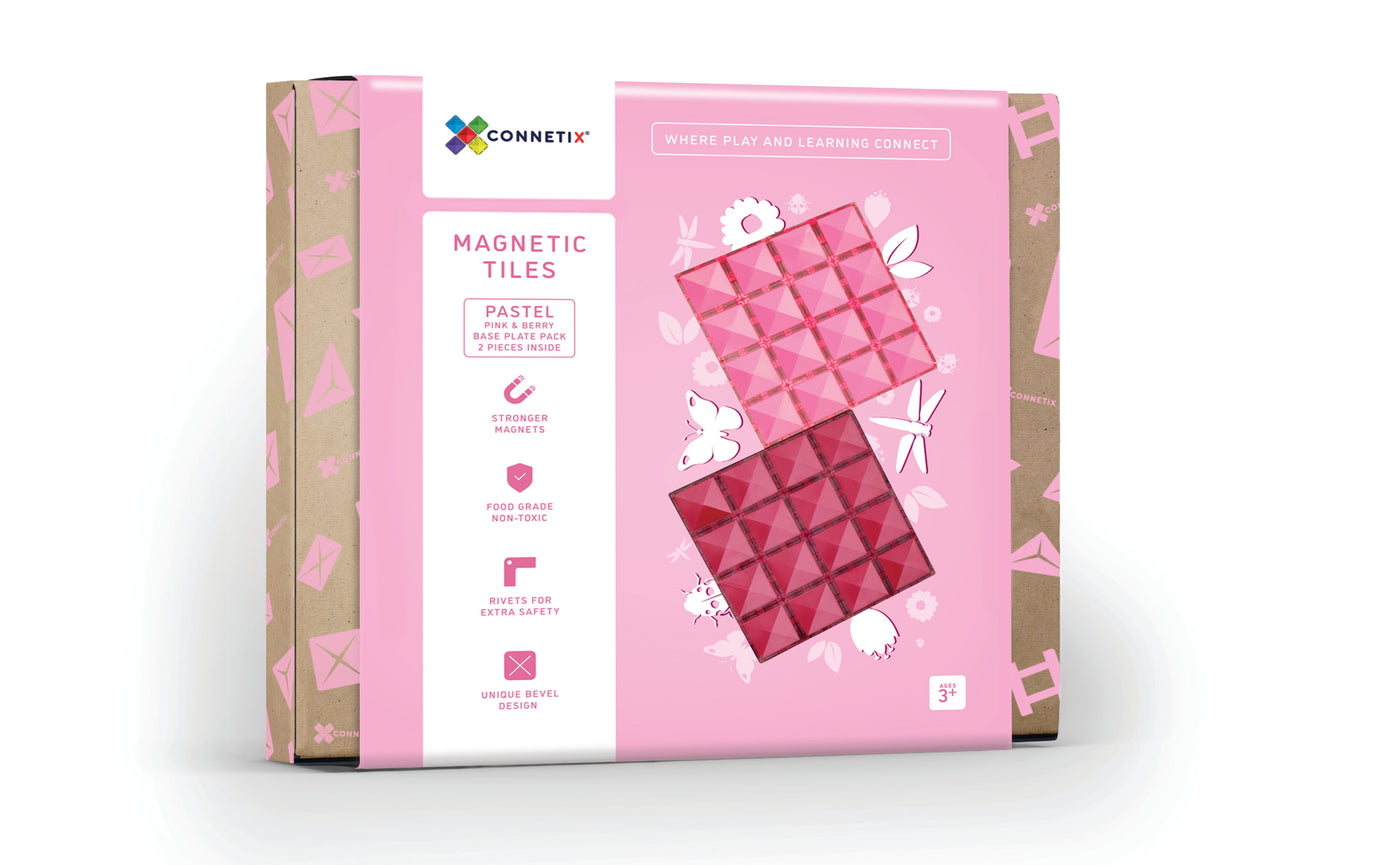 Connetix Pastel Base Plate Pack (Pink & Berry)