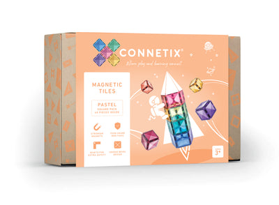 Connetix Pastel Magnetic Tiles Square Pack - 40 Piece