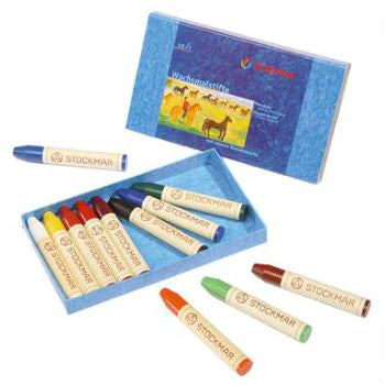 Stockmar Wax Crayons w Pure Beeswax 12 Sticks in Cardboard Box