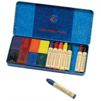 Stockmar Wax Crayons 8 Blocks + 8 Sticks in Tin