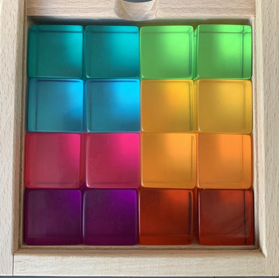 Bright Lucite Cubes (16 Piece with Tray)