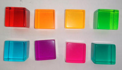 Bright Lucite Cubes (16 Piece with Tray)
