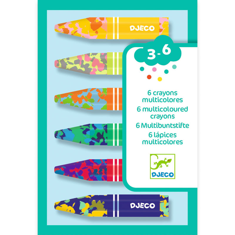 6 Multicoloured Flower Crayons