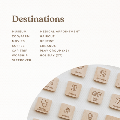 Magnetic Timber Picture Tiles - Destinations Set (20 pack)