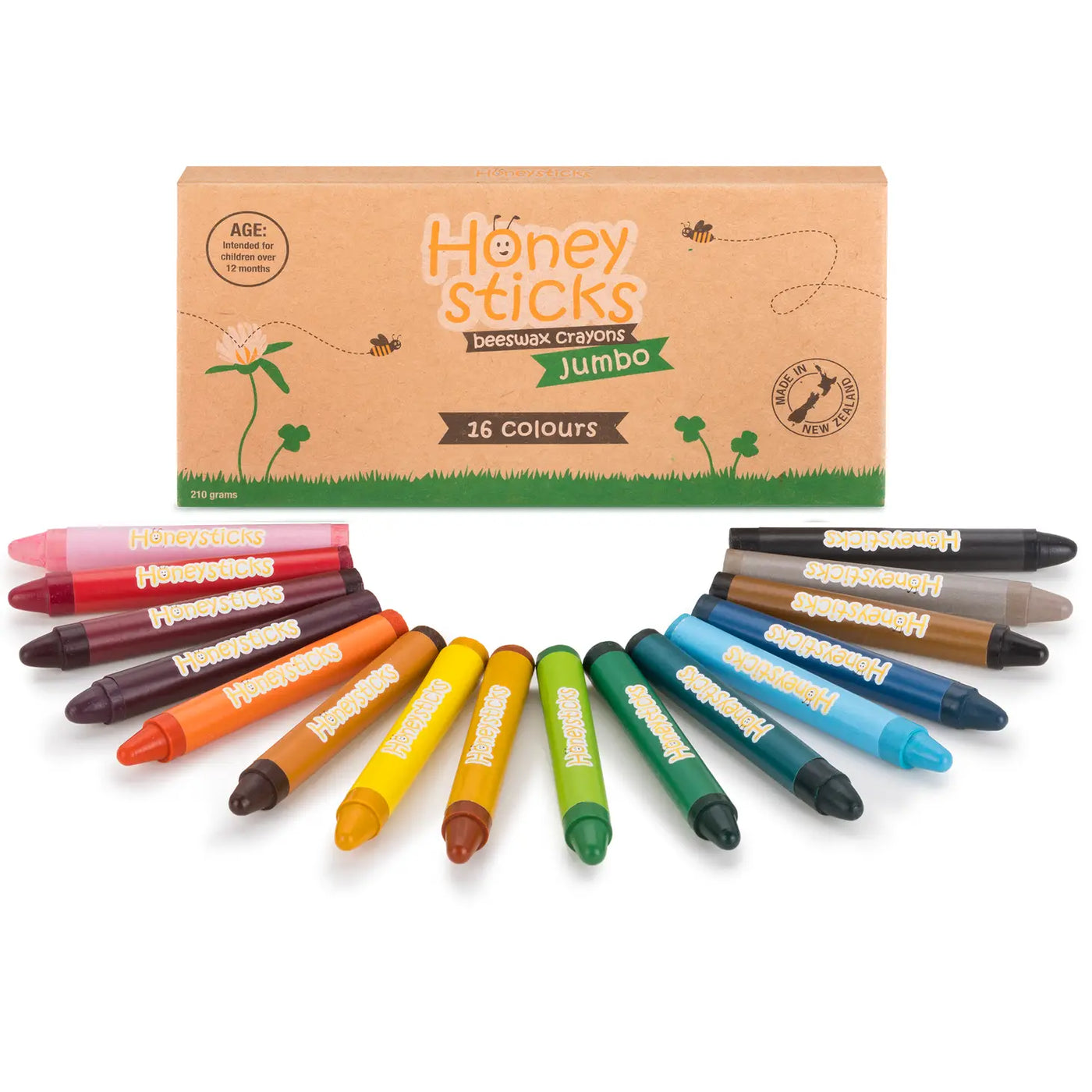 Honeysticks 100% Pure Beeswax Crayons 16 Pack - Comoros
