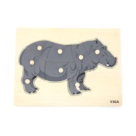 Wooden Montessori Puzzle - Hippo