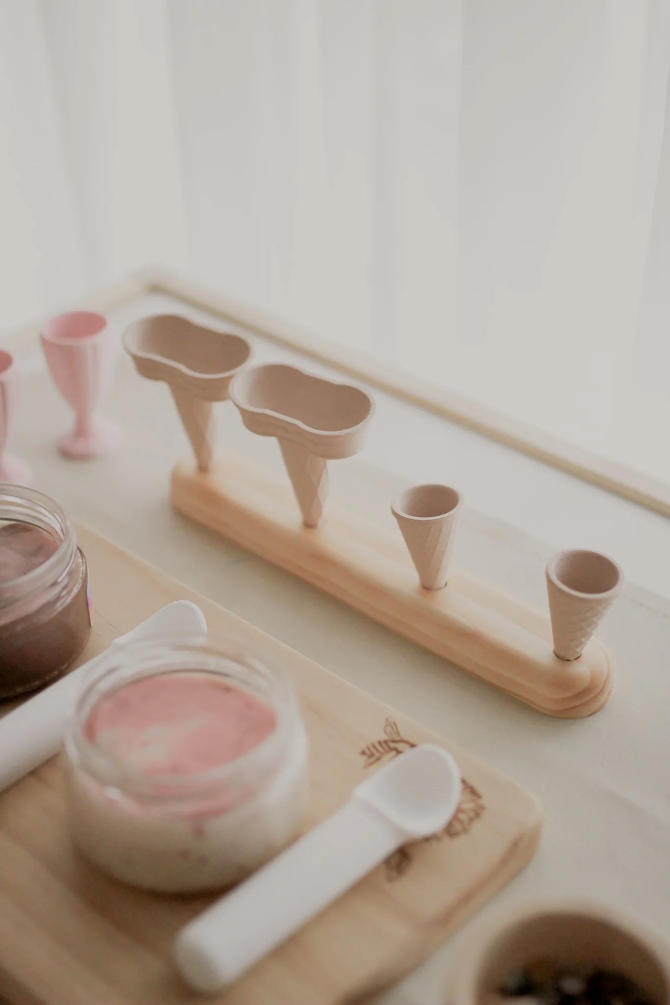 Wooden Icecream Cone Holder 4-Hole by Beadie Bug Play - Friends of K